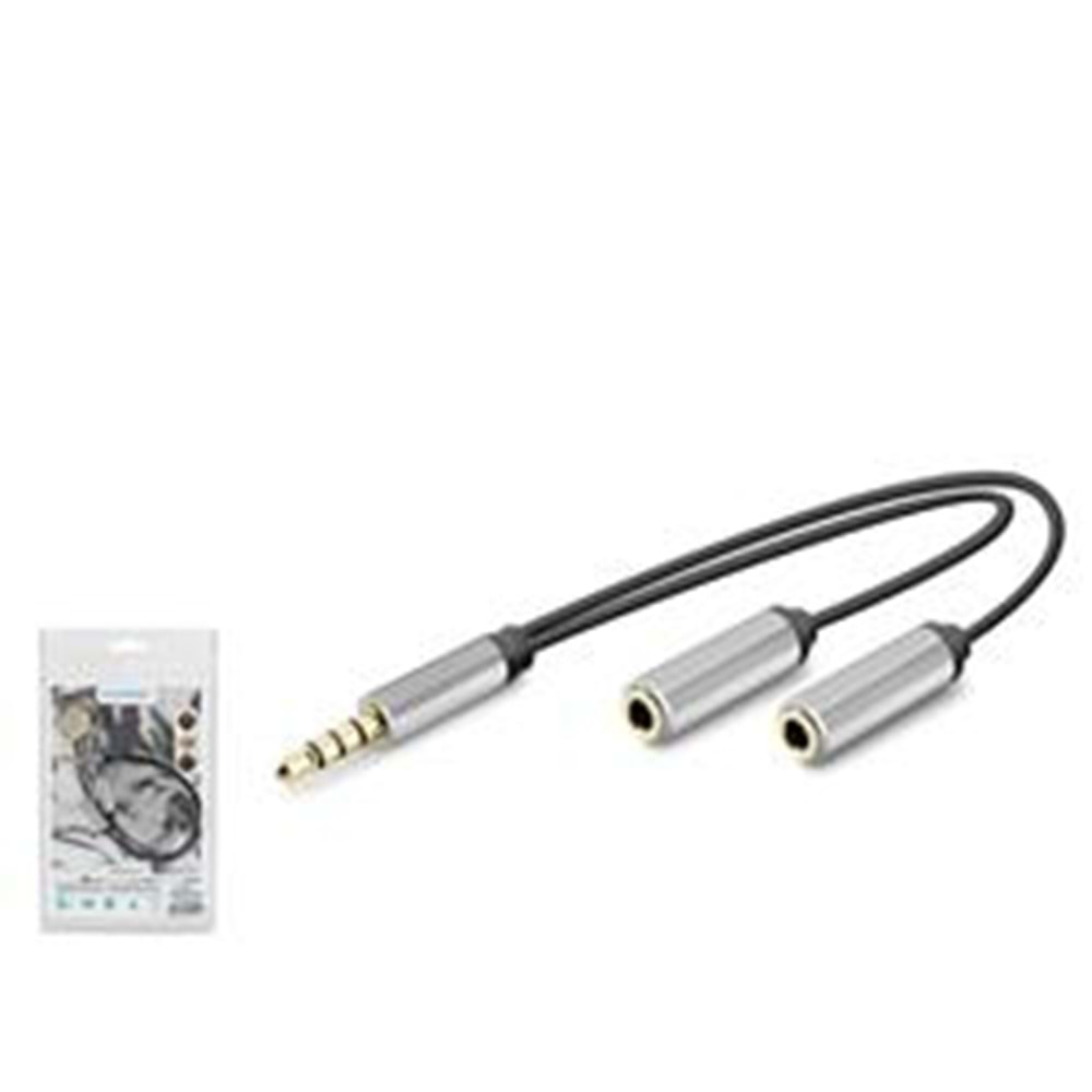 HADRON HDX1087 3.5 mm Kulaklık Mikrofon Ayırıcı Kablo 23 cm Siyah