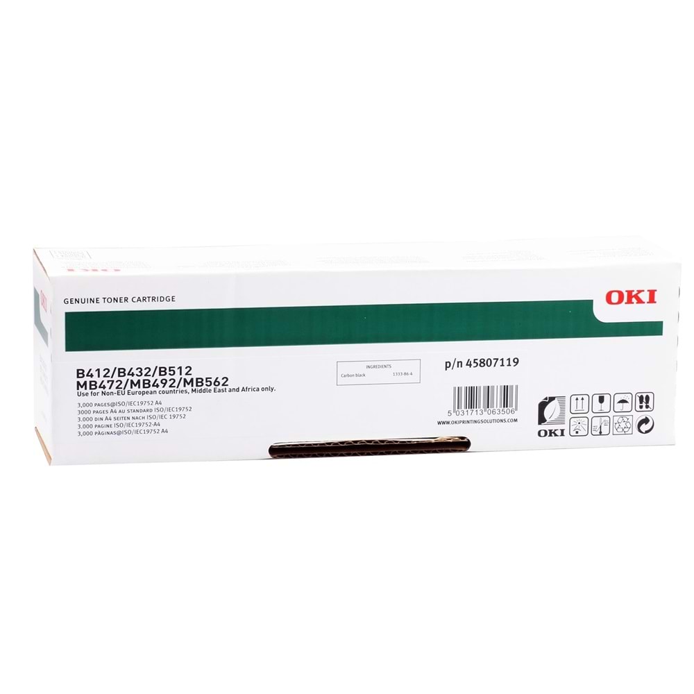 OKI 45807102 YAZICI TONERİ SİYAH - B412 B432 B512 MB472 MB492 MB562 - 3.000 SAYFA