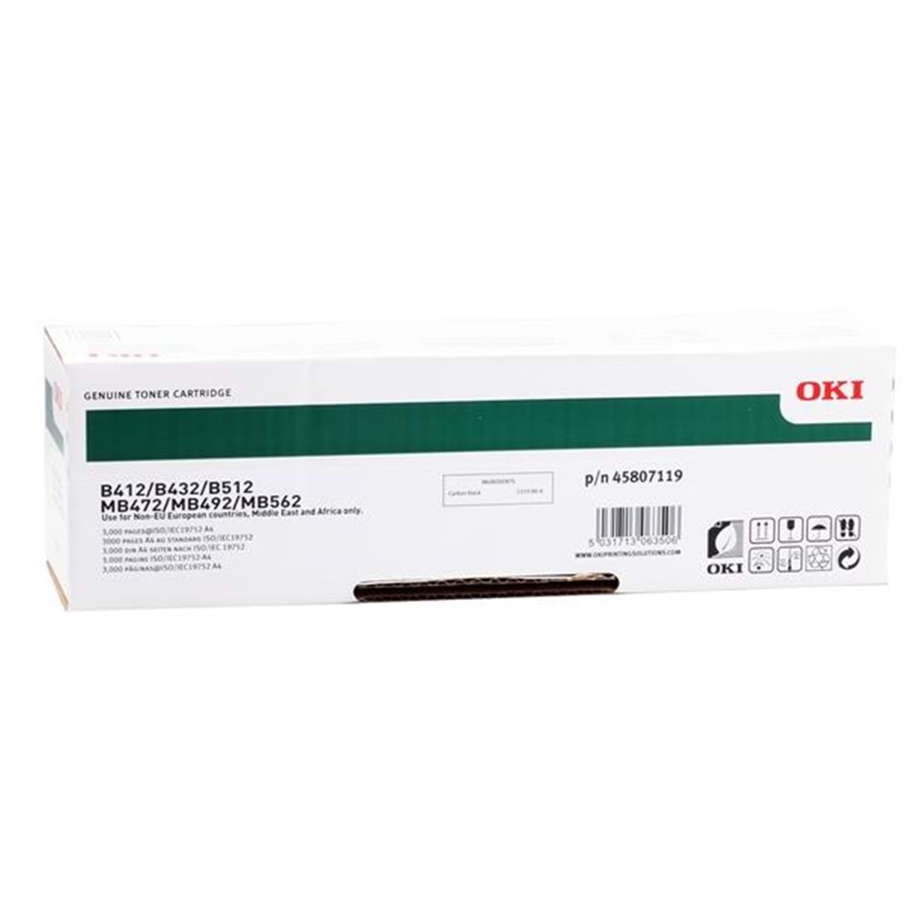 OKI 45807102 YAZICI TONERİ SİYAH - B412 B432 B512 MB472 MB492 MB562 - 3.000 SAYFA