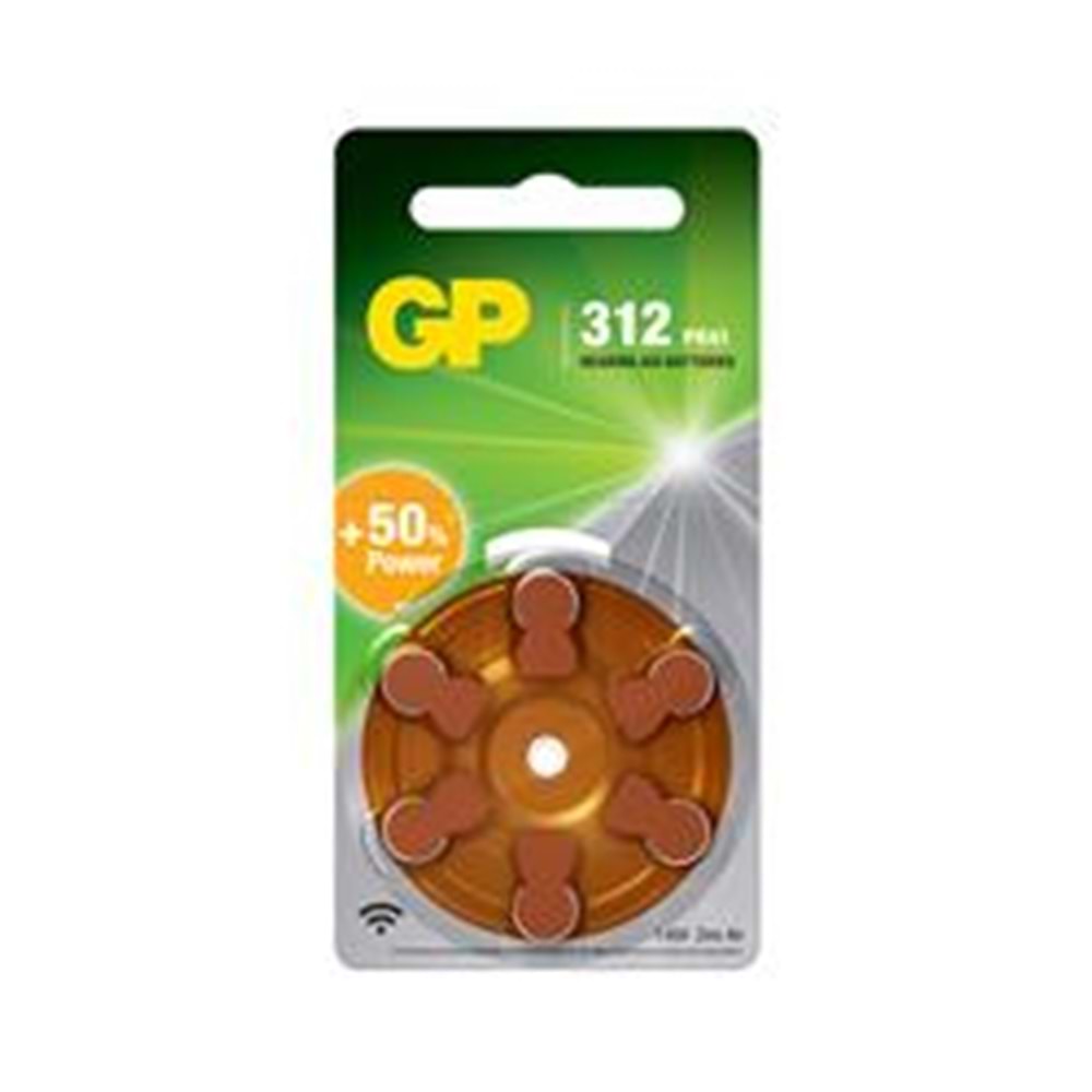 GP ZA312 1.4V Düğme Kulaklık Pili 6'lı Paket