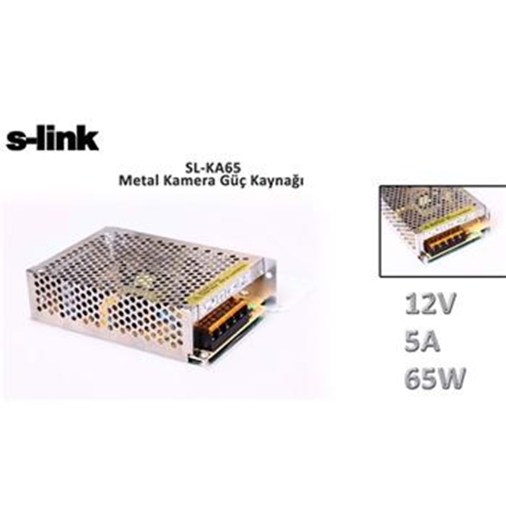 S-link SL-KA65 12V 5A 65W Metal Kamera Güç Kaynağı