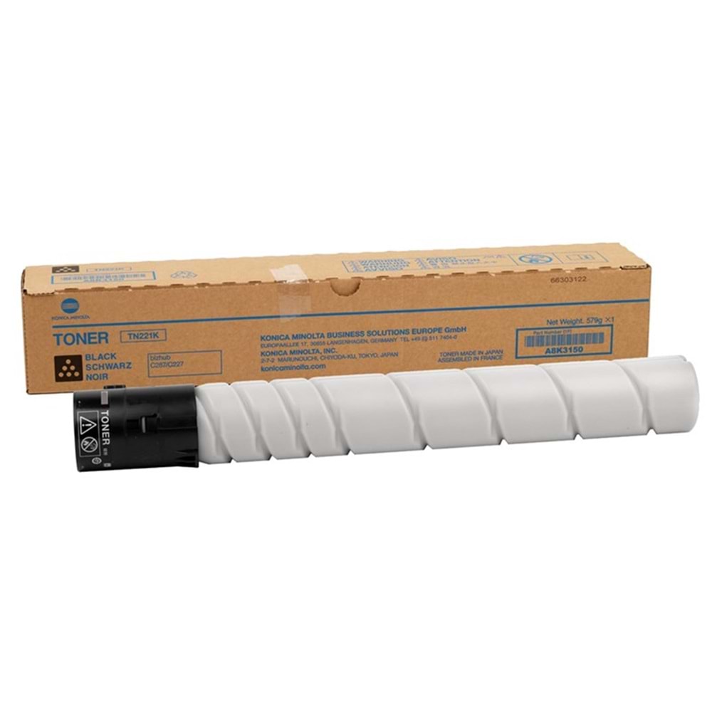 Konica Minolta TN-221K Black Siyah Orjinal Fotokopi Toneri Bizhup C227-287-367 24.000 Sayfa 