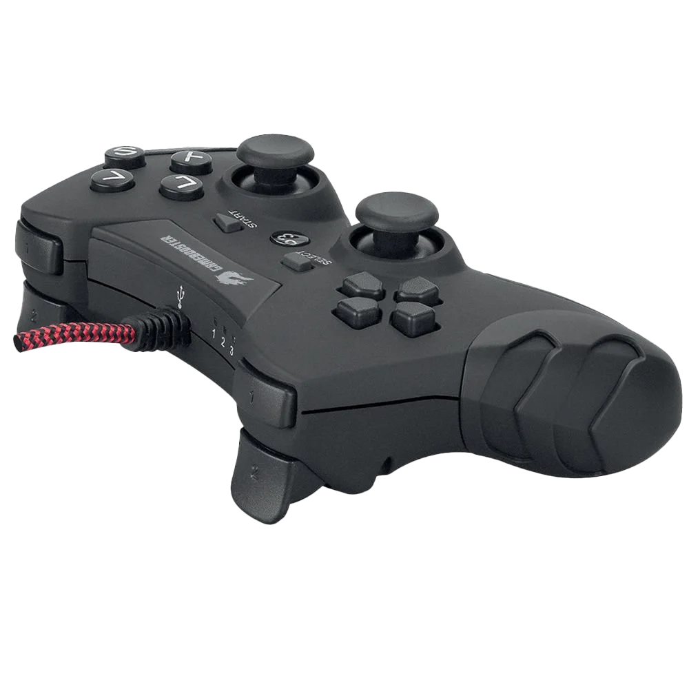 GAMEBOOSTER GB-J54B USB Kablolu Oyun Kolu, Çift Titreşim Motorlu, Ergonomik Siyah Tasarım, PC ve PS3 Uyumlu Gamepad