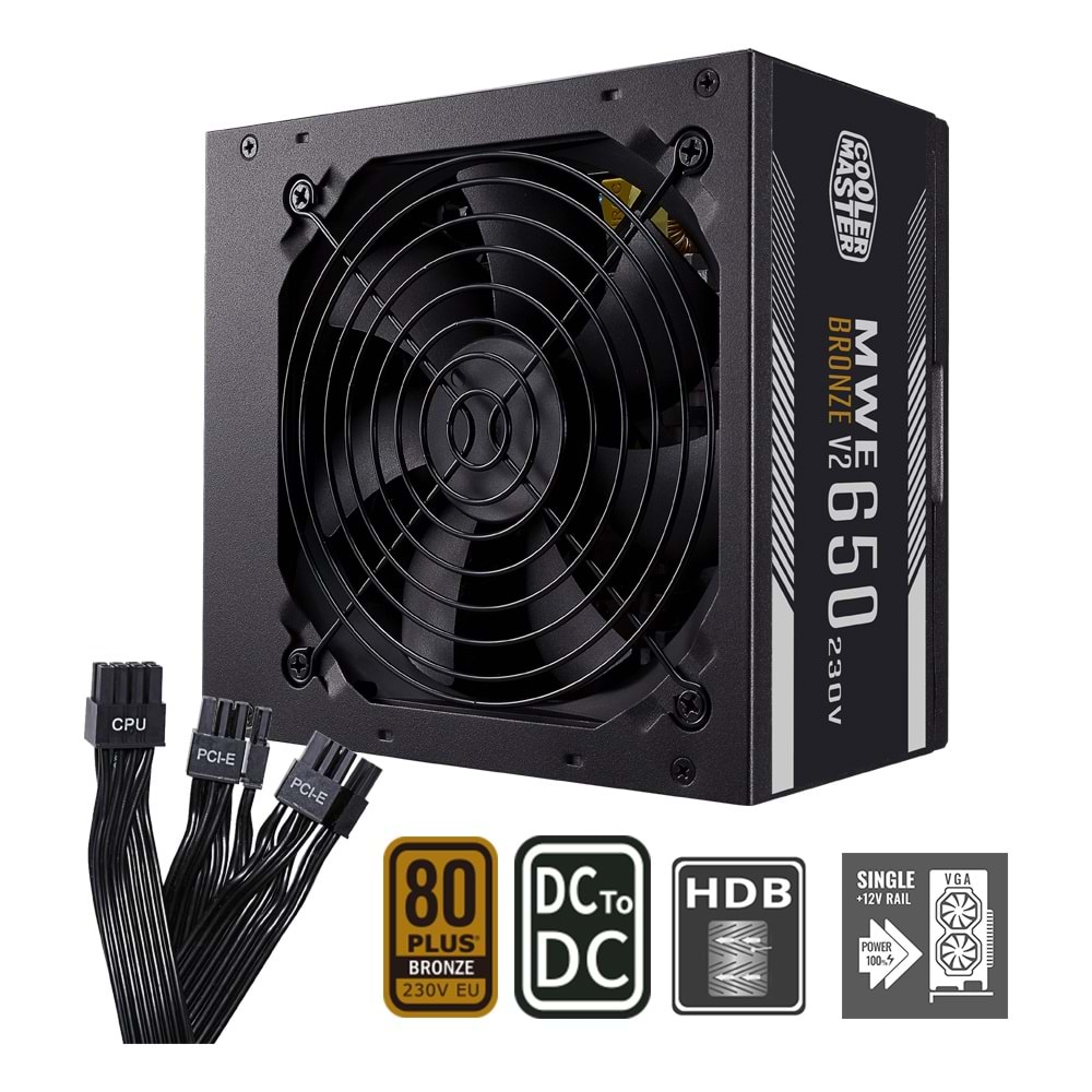 COOLERMASTER 650W 80+ BRONZE CMP510 TG CP510-KGNN65-S01 4-ARGB Fanlı Gaming Mid-Tower PC Kasası