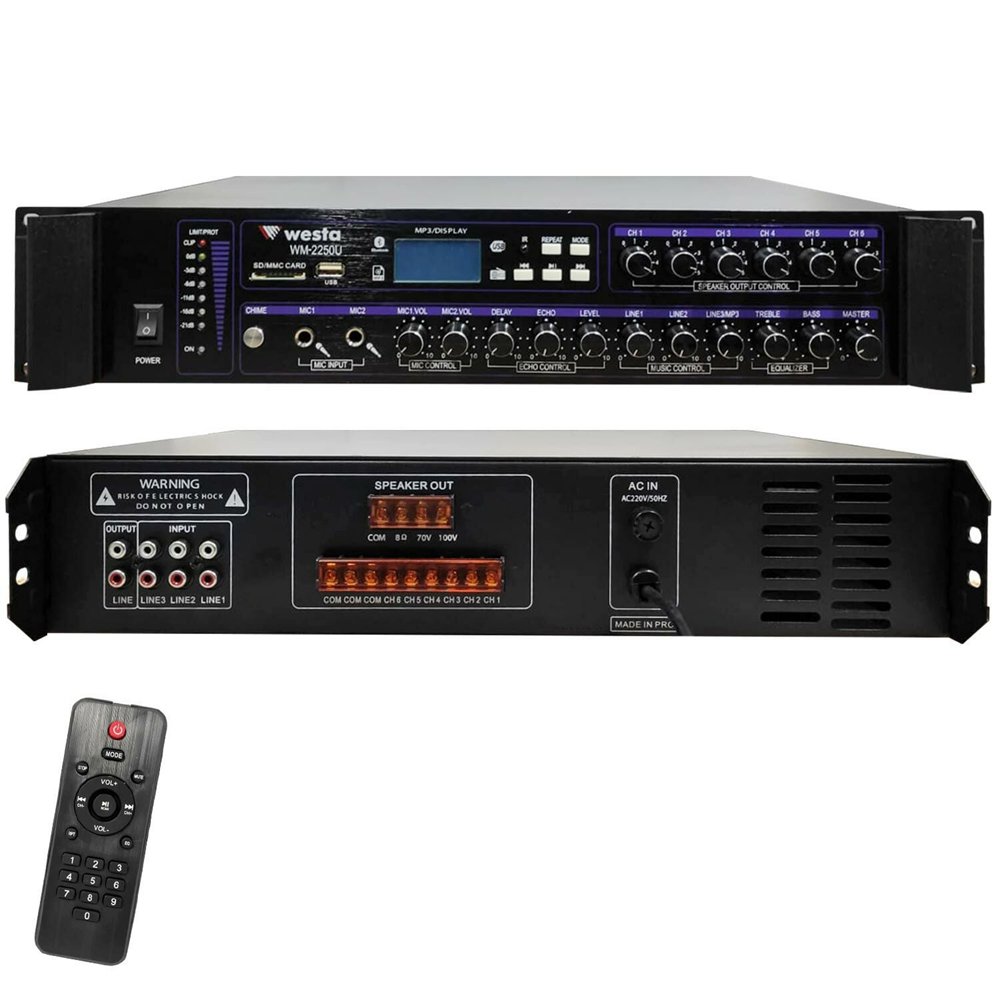 WESTA WM-2250U 6 Bölgeli 250W 100V Mikser Amfi