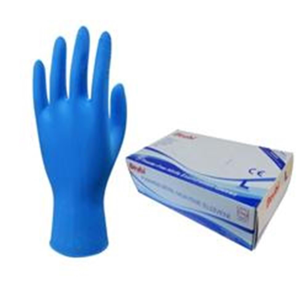 Beybi Pudrasız Nitril Mavi (L) Large Beden Muayene Eldiven 100lü Paket