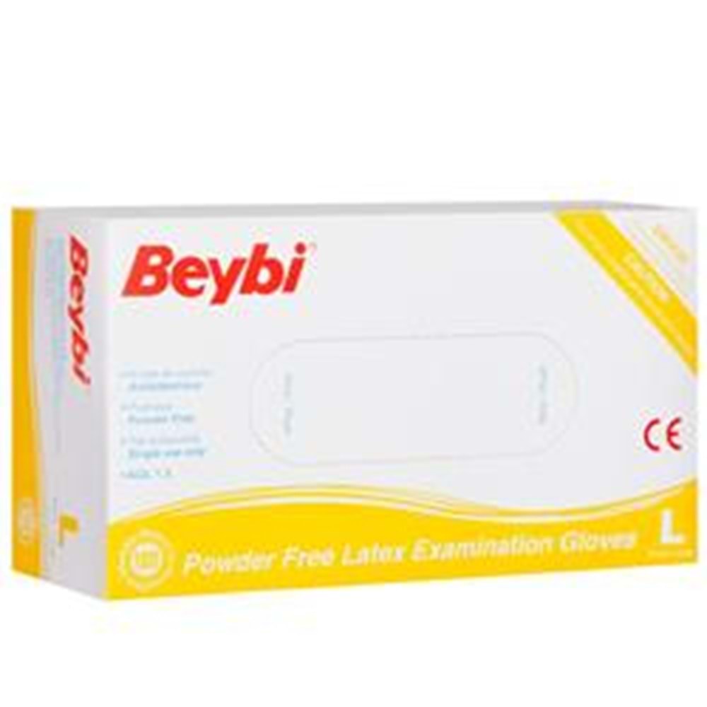 Beybi Lateks Pudrasız (L) Large Beden Muayene Eldiven 100lü Paket 