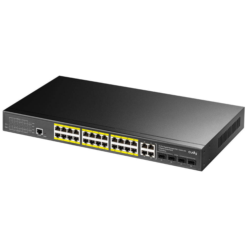 CUDY 24port PoE 400w 4-SFP 4-Uplink Gigabit Yönetilebilir Switch GS2028PS4-400W