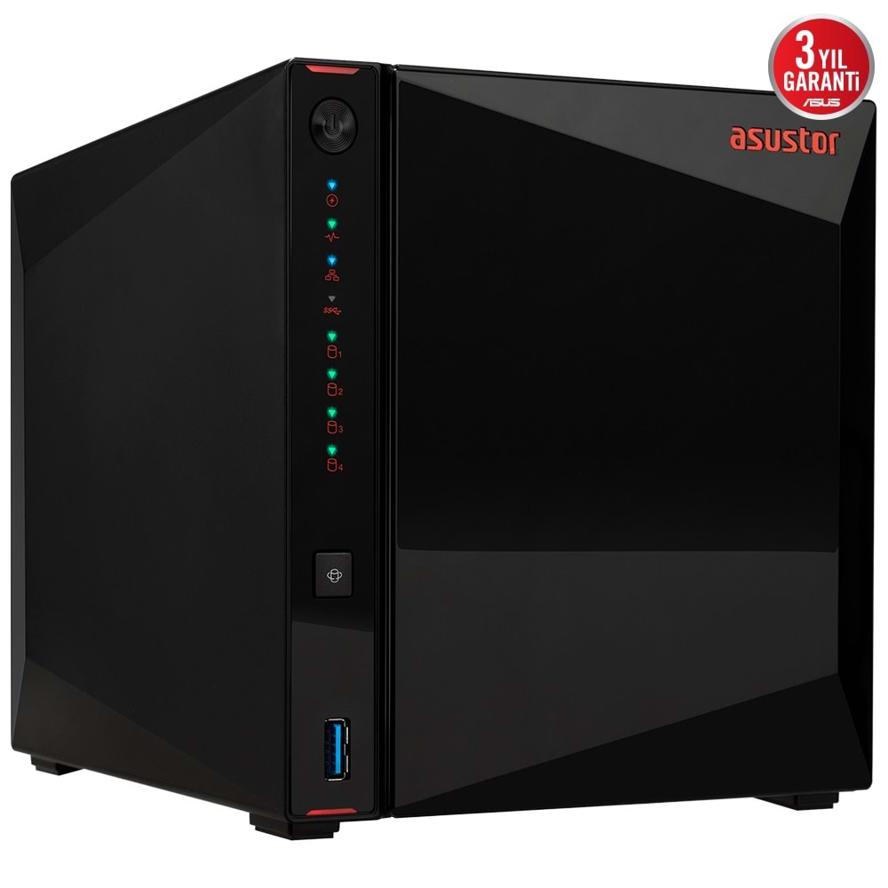 ASUSTOR 4diskli Celeron N5105 QC-16GB RAM-2-2.5GbE Nas Server AS5404T (47911)