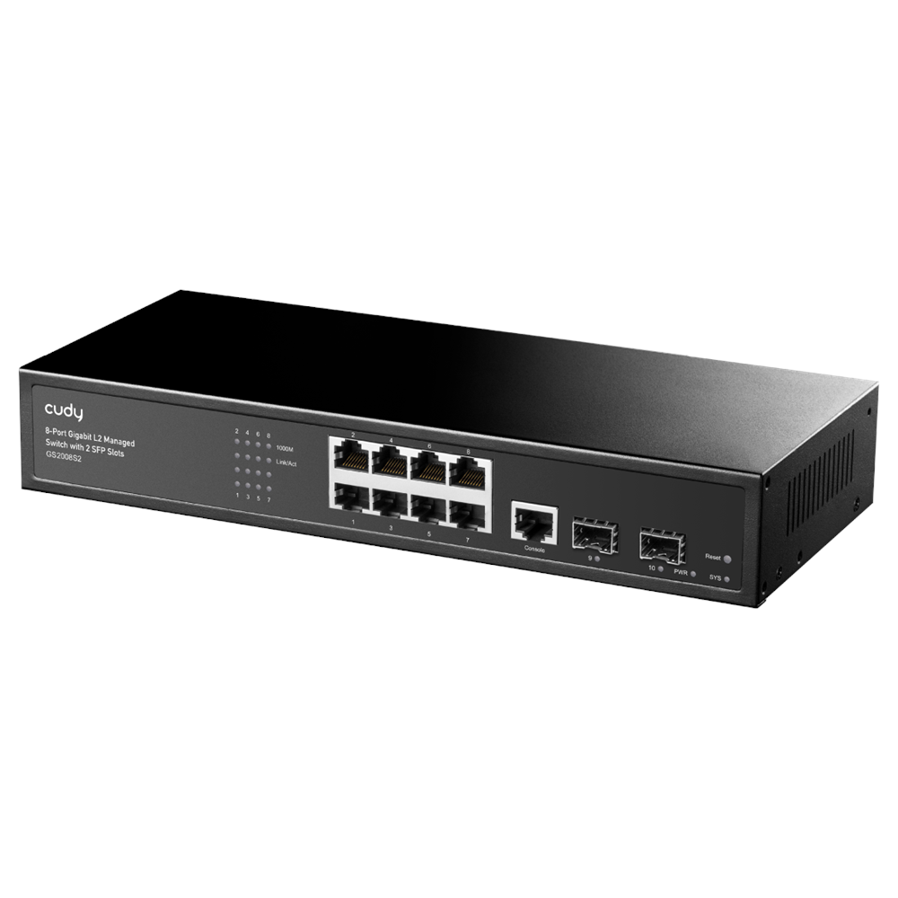 CUDY 8port 2-SFP 1-Uplink Gigabit Yönetilebilir Switch GS2008S2