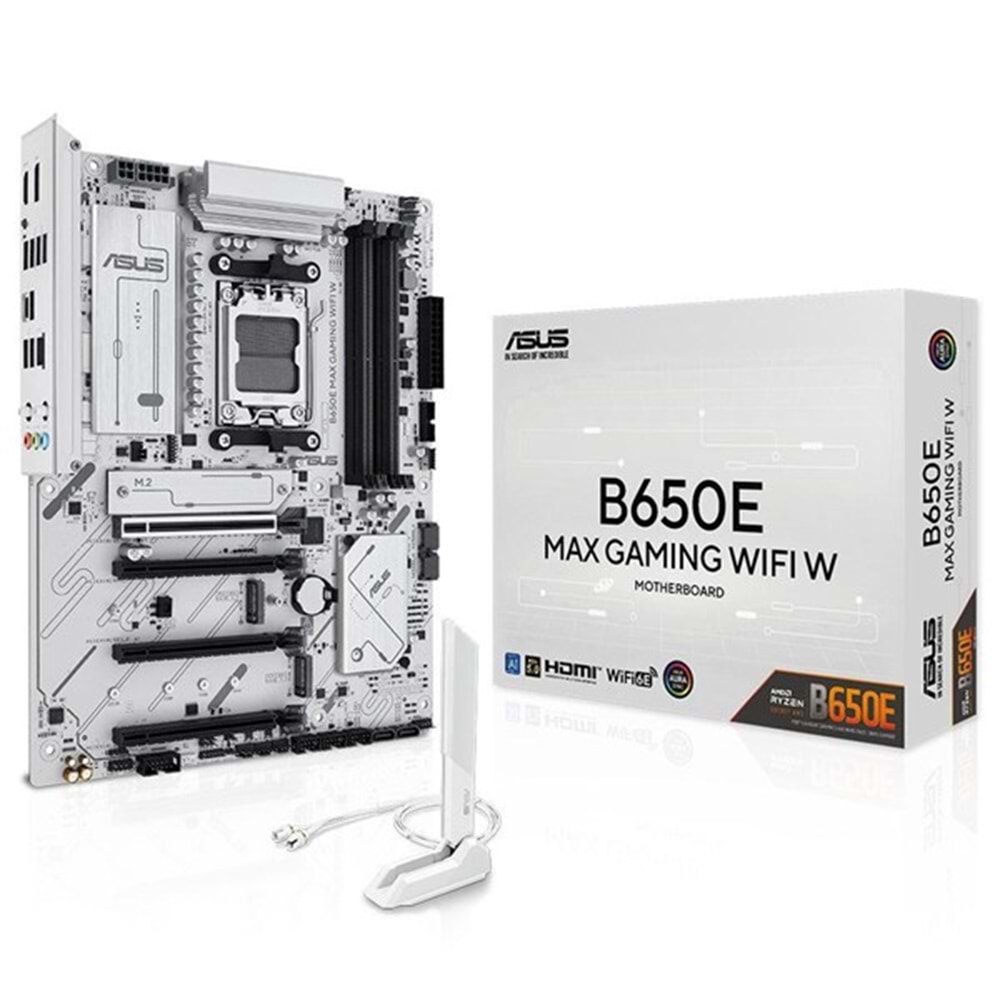 ASUS B650E MAX GAMING WIFI6E W DDR5 HDMI DP PCIE 5.0 AM5 ATX BEYAZ