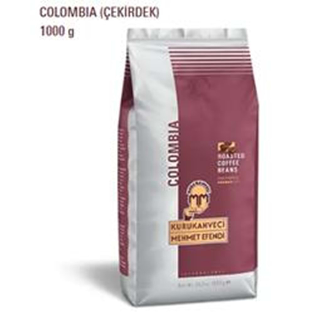 Mehmet Efendi Colombian 1000gr Çekirdek Kahve (Roasted) Net WT 35,2 OZ 