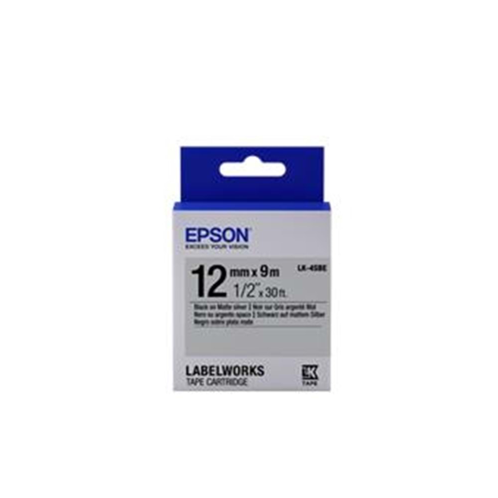 Epson LK-4SBE Gümüş Üzeri Siyah 12mm 9Metre Etiket