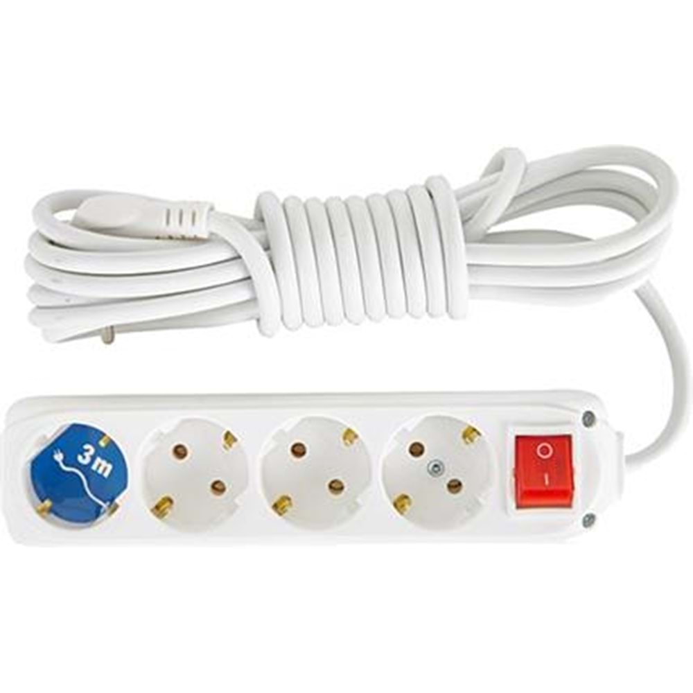 Almera 4lü Anahtarlı 3mt Topraklı Priz (9200203)