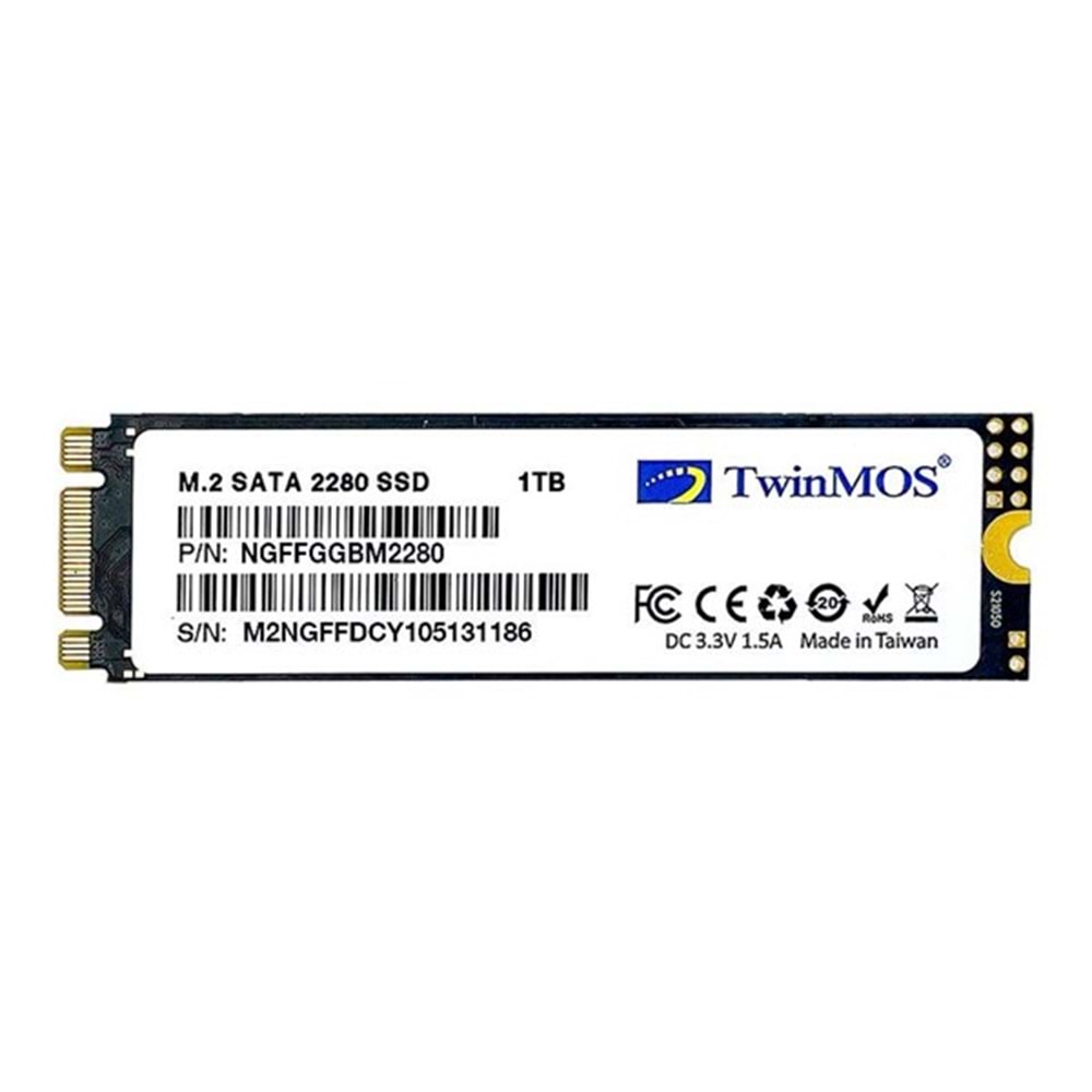 TWINMOS 1TB NGFFGGBM2280 580- 550MB/s M2 Sata Disk