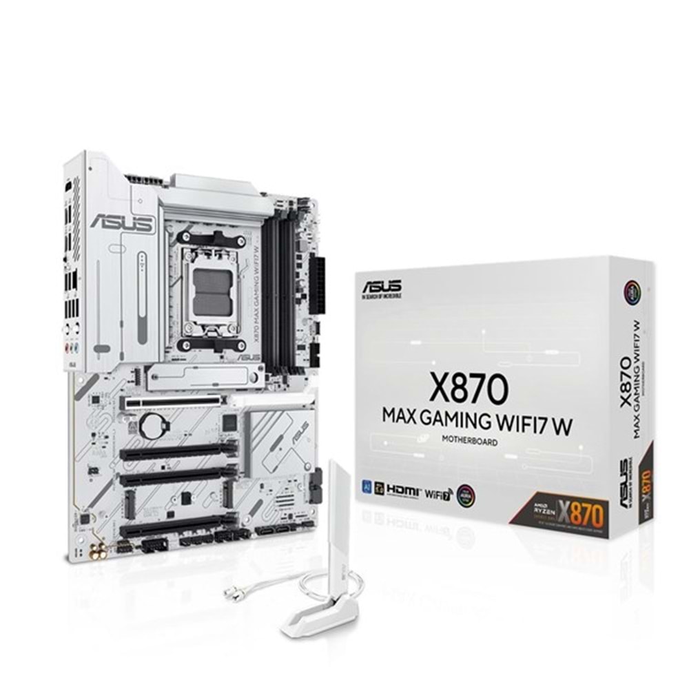 ASUS X870 MAX GAMING WIFI7 W DDR5 HDMI DP PCIE 5.0 AM5 ATX BEYAZ