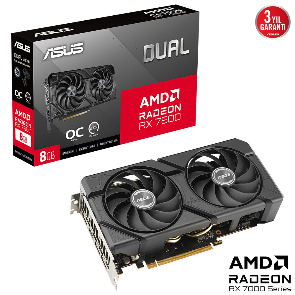 ASUS 8GB DUAL RX7600-O8G EVO GDDR6 128bit HDMI-DP PCIE 4.0