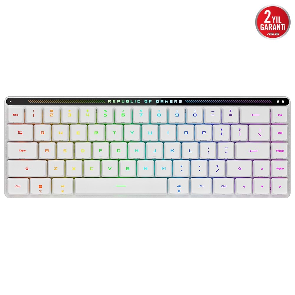 ASUS Stok Adı: Asus ROG Falchion RX Low Profile RGB Kablosuz Mekanik Beyaz Oyuncu Klavyesi / 90MP03EC-BKYA10