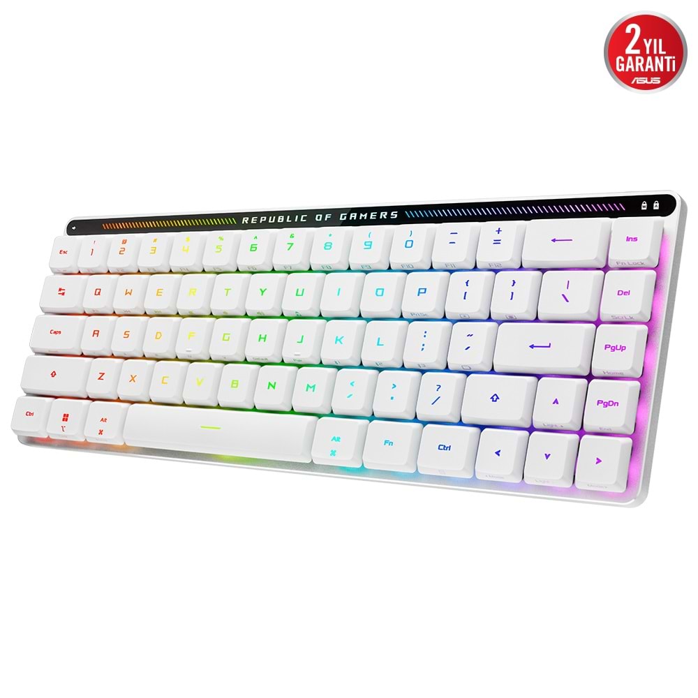 ASUS Stok Adı: Asus ROG Falchion RX Low Profile RGB Kablosuz Mekanik Beyaz Oyuncu Klavyesi / 90MP03EC-BKYA10