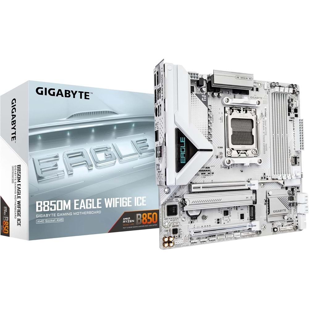 GIGABYTE B850M EAGLE ICE WIFI6E DDR5 HDMI DP-TYPEC PCIE 5.0 AM5 mATX BEYAZ