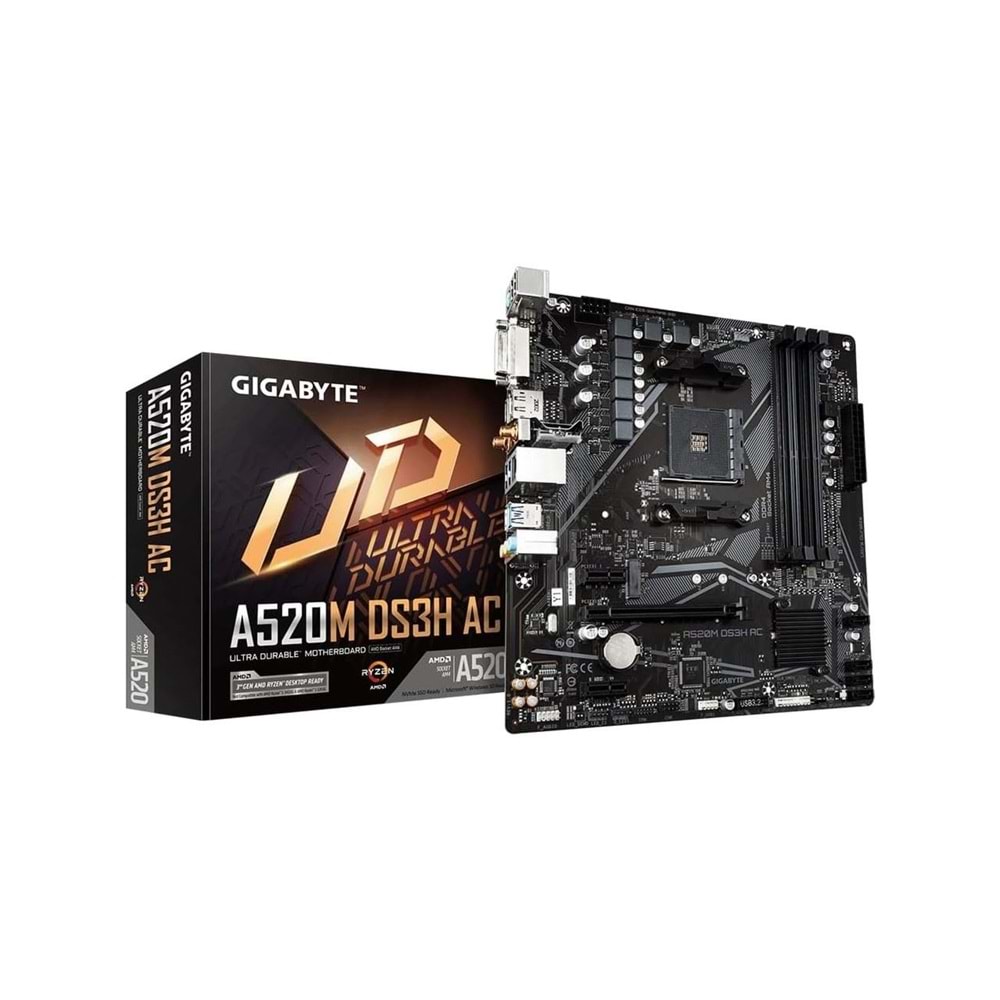 GIGABYTE A520M-DS3H V2 DDR4 M2 PCIe NVME HDMI DVI DP PCIe 16X v3.0 AM4 mATX