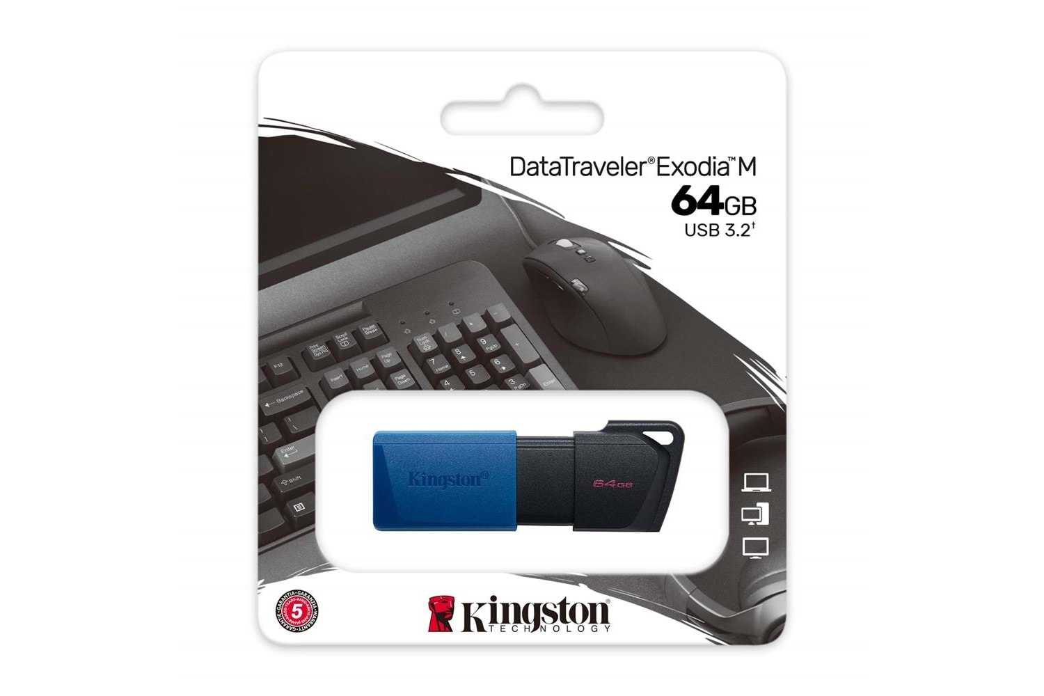 Kingston DTXM-64GB 64GB USB3.2 Gen 1 DataTraveler Exodia M (Black + Blue) Flash Bellek