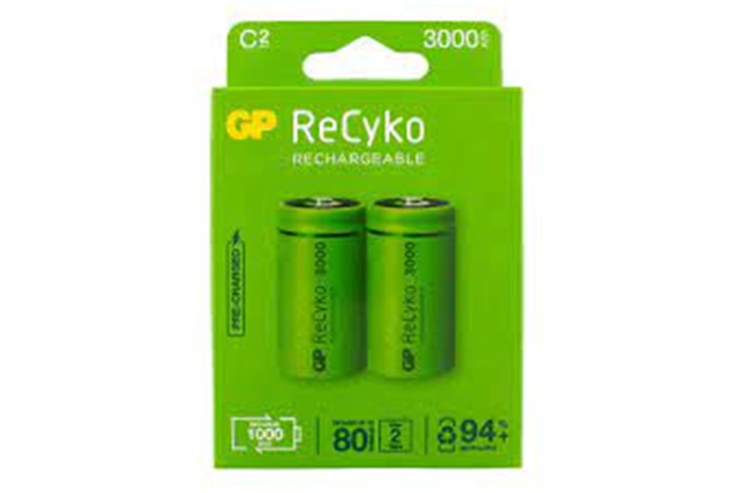 Gp 3000 mAh Orta Boy Şarjlı Pil 2 li Paket C Boy GP300CHCBMTR-2EB2