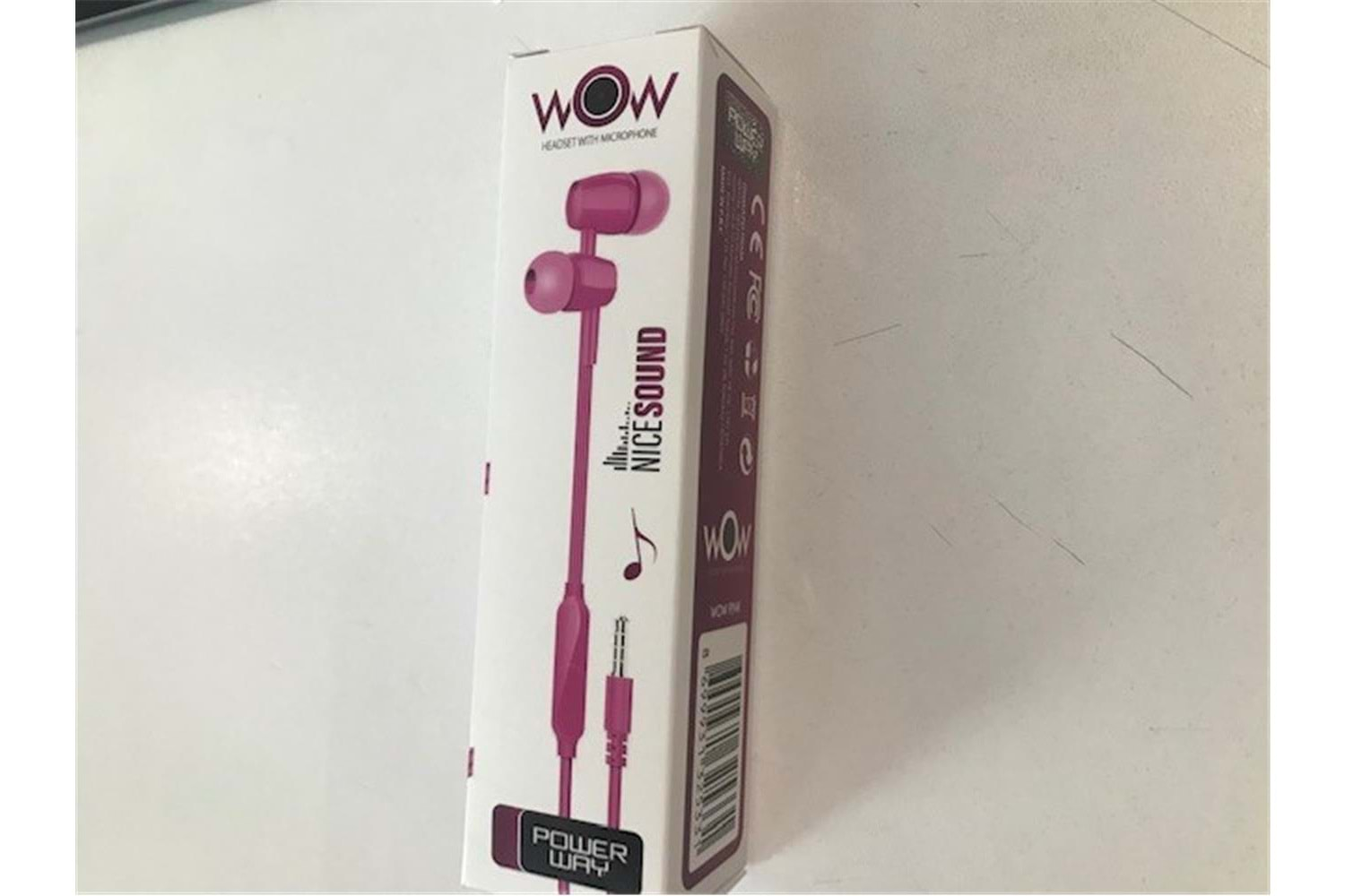 Powerway WOW Pink Kulak İçi Mikrofonlu Ses Kontrolli Kulaklık