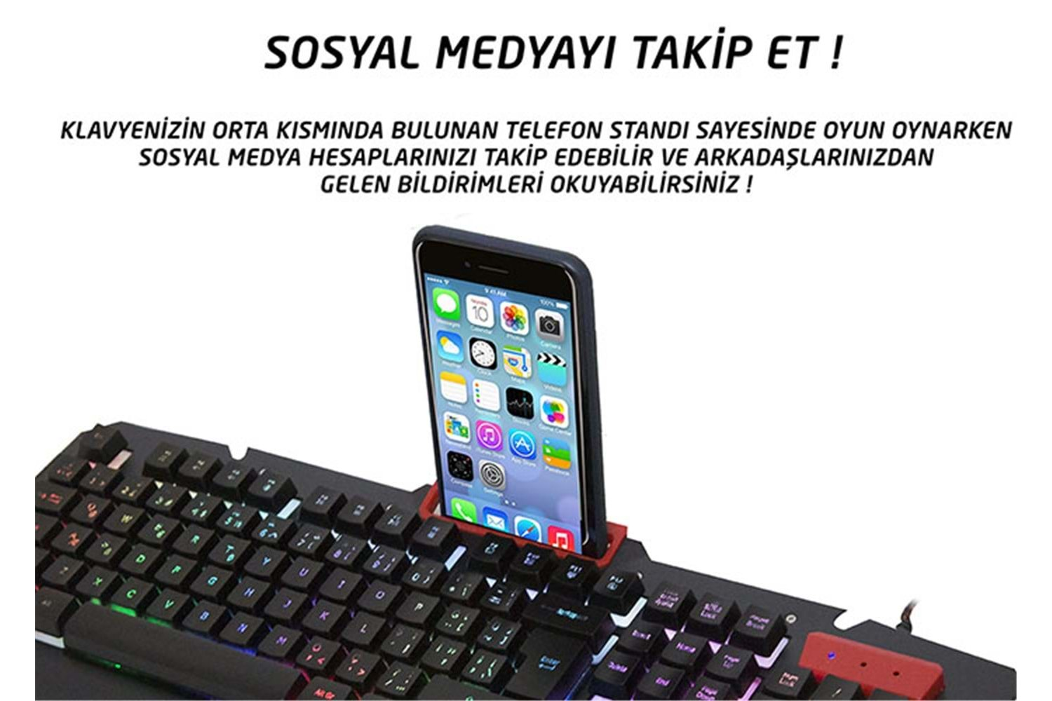 Everest KB-R800 METAFOR USB Gökkuşağı Aydınlatmalı Q Metal Yüzey Gaming Oyuncu Klavyesi