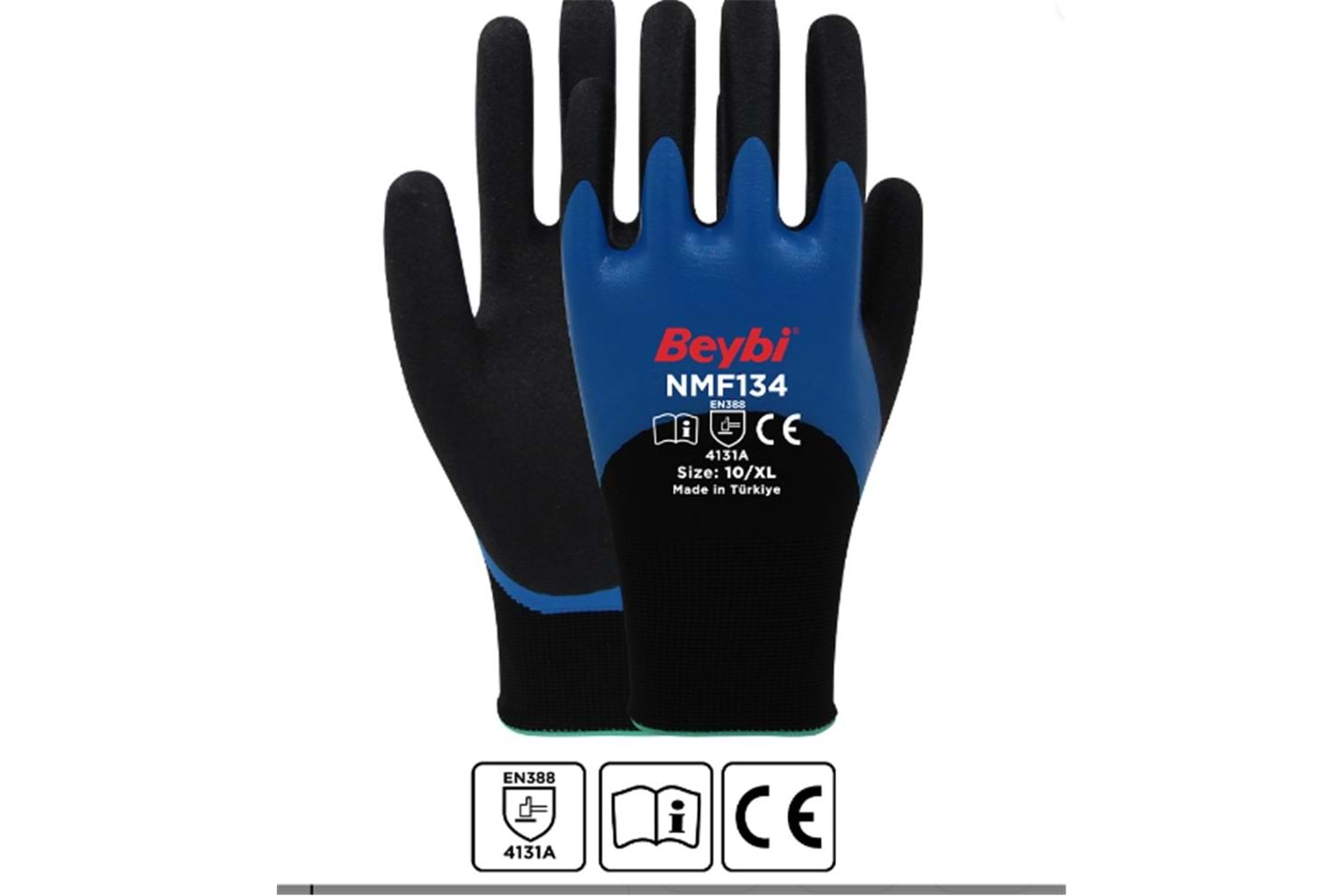 Beybi NMF134 9Beden 12li Double Mikro Köpük 3-4 Nitril Kaplı Polyester Örgü Eldiven