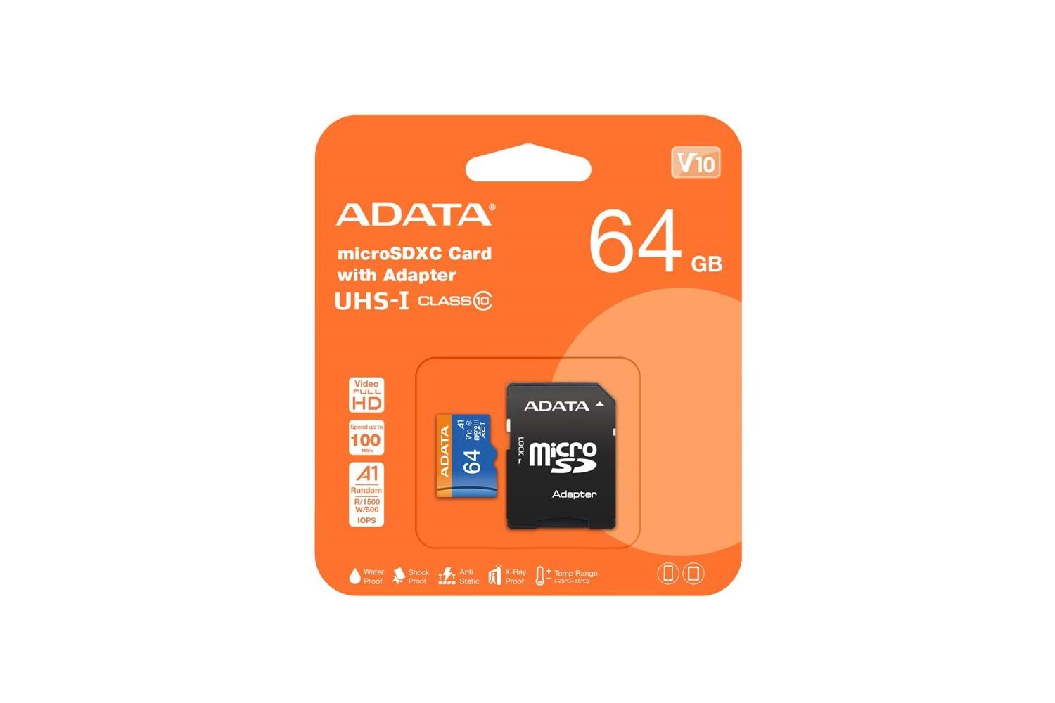 Adata 64GB Premier microSDXC Card with Adapter UHS-I Class10 V10 Hafıza Kartı