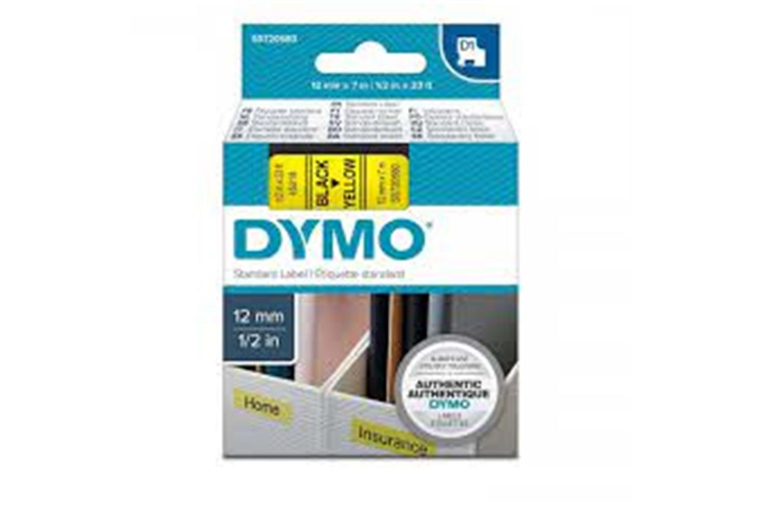 DYMO S0720500 D1 Yedek Şerit, 12 mm x 7 mt, Şeffaf- Siyah (45010)