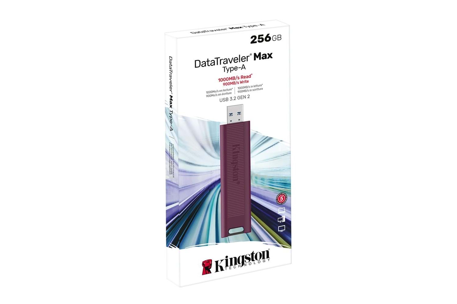 Kingston DTMAXA-256GB 256GB DataTraveler Max Type-A 1000R-900W USB 3.2 Gen 2 Flash Bellek