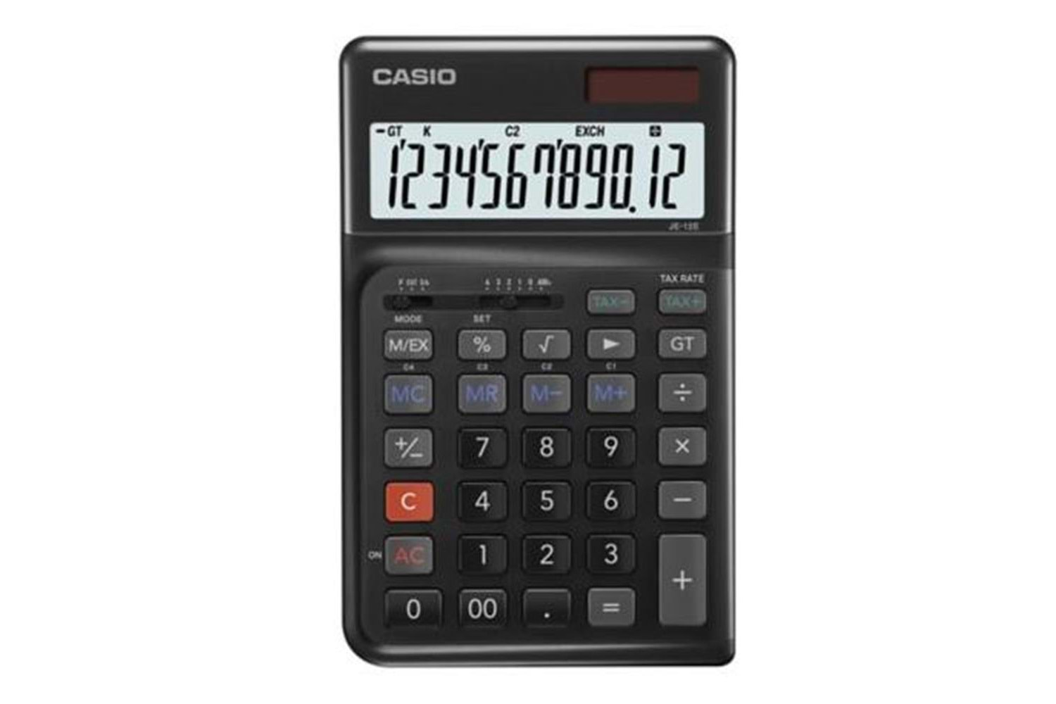 Casio JE-12E-BK Siyah 12 Hane Masa Üstü Ergonomik Tuşlu Hesap Makinesi