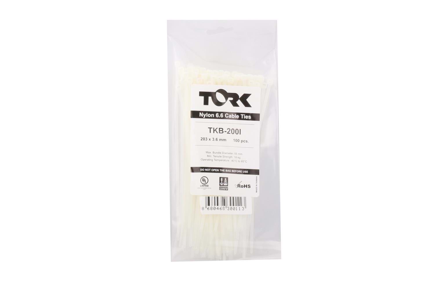 Tork TRK-200-4,5mm Beyaz 100lü Kablo Bağı