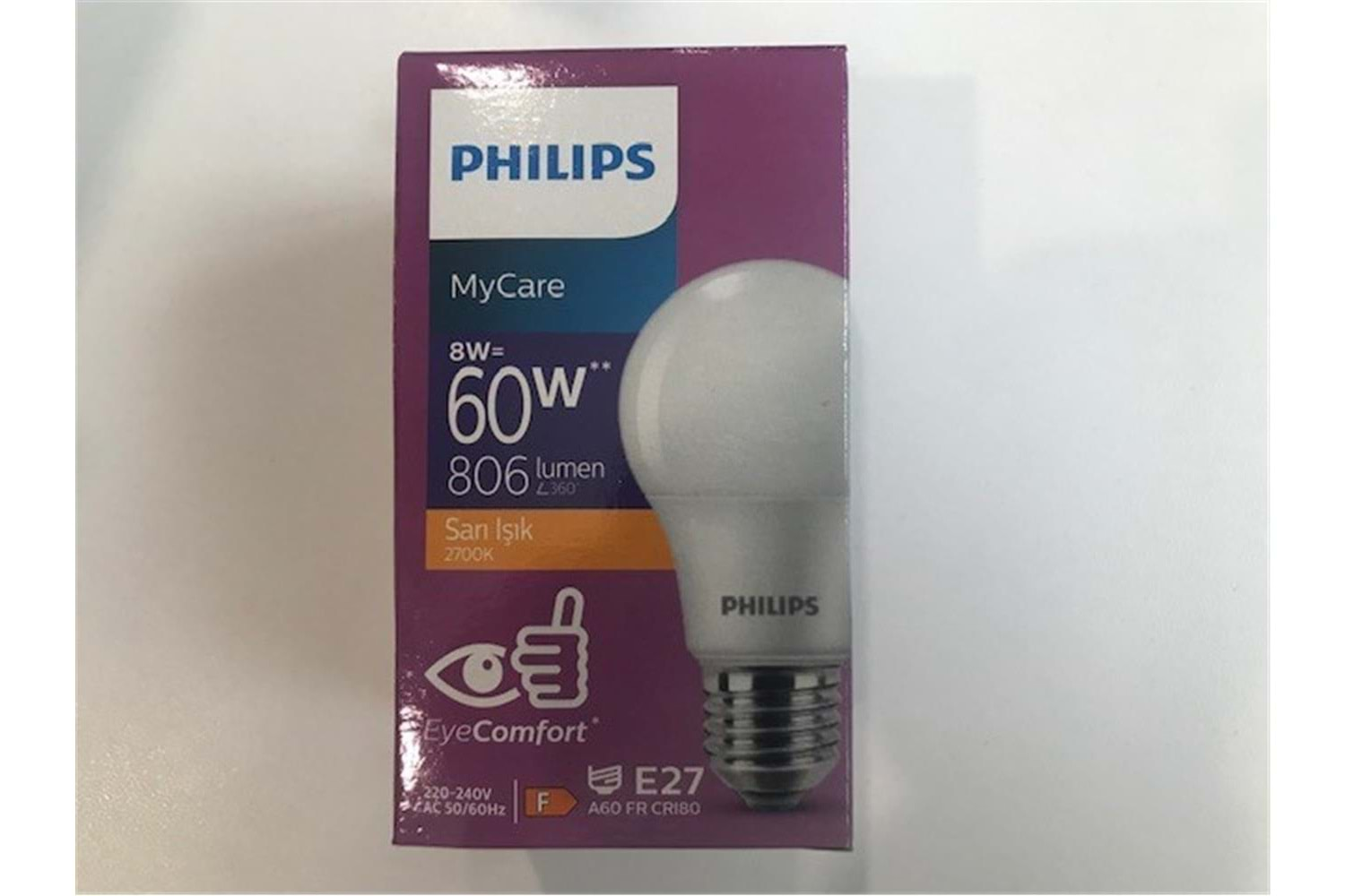 Philips Ledbulb 8w-60w 2700k 806Lumen Led Sarı Işık E27