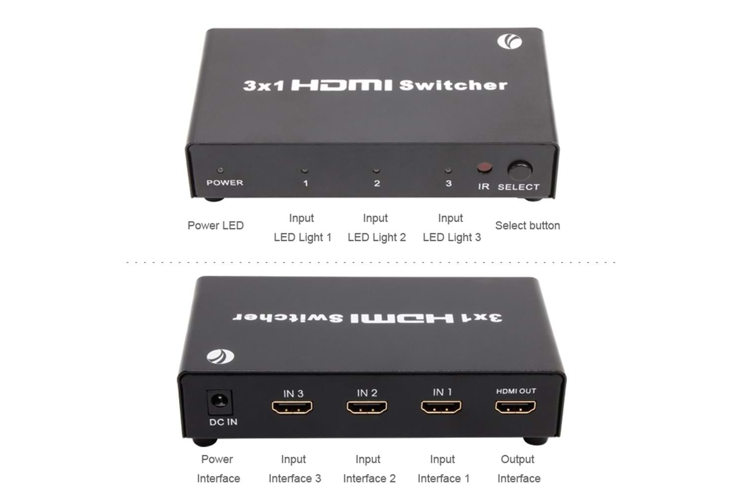 Vcom DD433 3-1 Port 1.4V 3D Metal Hdmi Switch