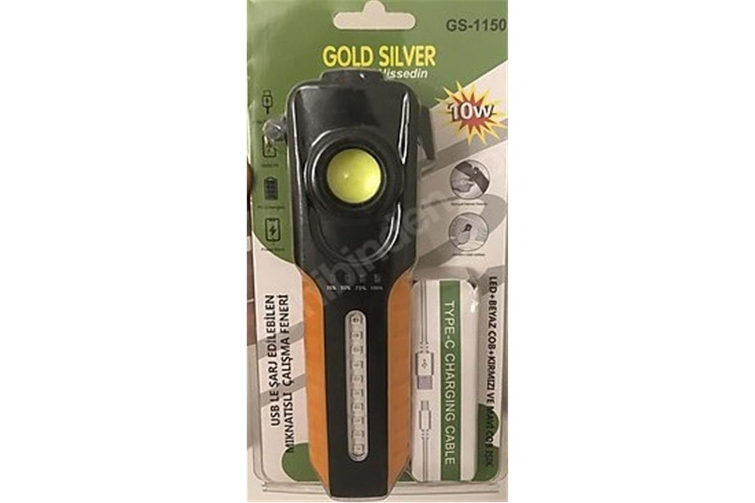 Gold Silver GS-1150 Mıknatıslı Powerbanklı Fener