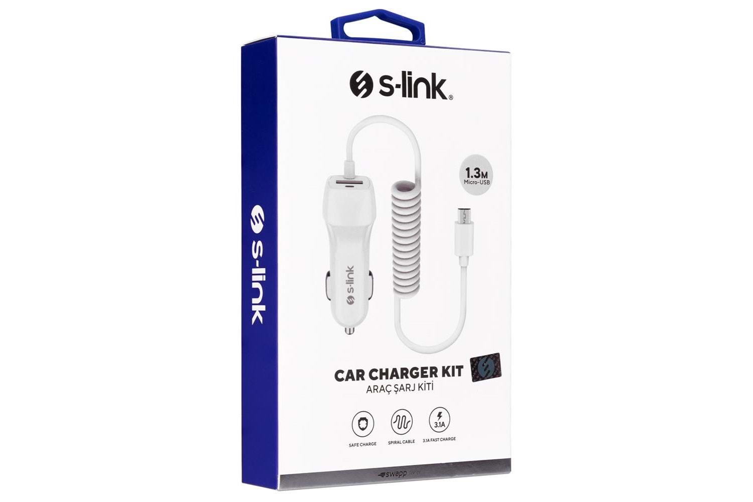 S-link Swapp SW-C535 1 Usb + Micro Usb 12-24V 3.1A Kablolu Araç Şarj Cihazı