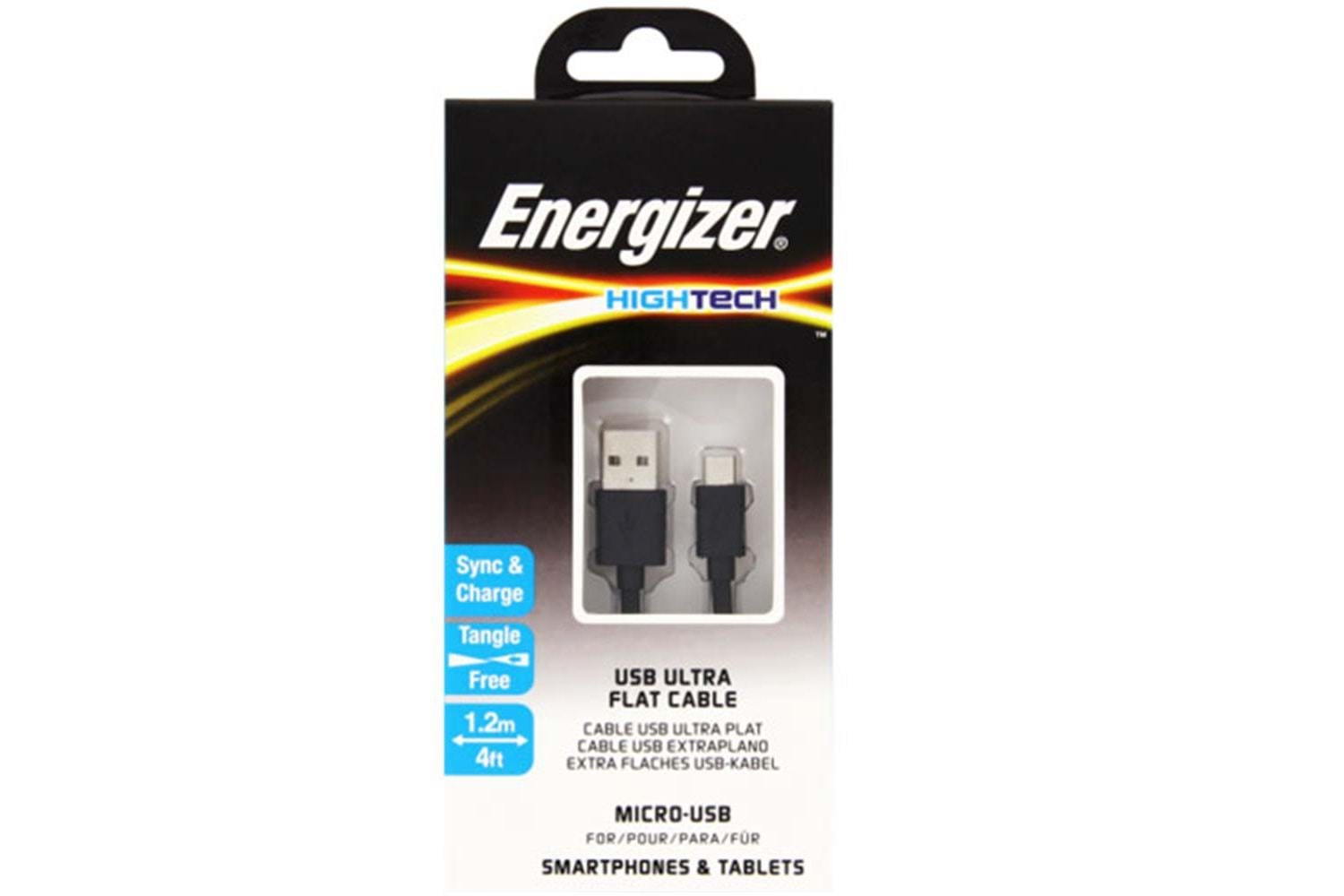 Energizer C21UBMCGBK4 1.2m Flat Micro Siyah Usb Kablosu