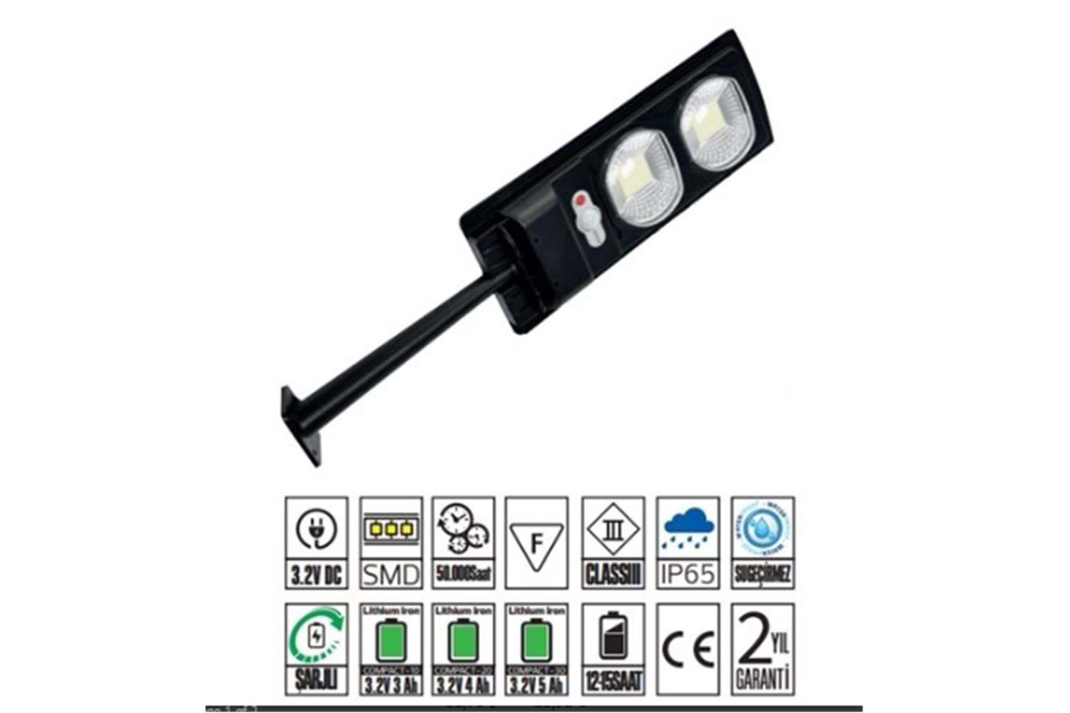 Horoz Compact 20w Led Solar Sokak Armatürü 230Lm 6400k SMD Led Beyaz Işık Su Geçirmez (12-15 saat)