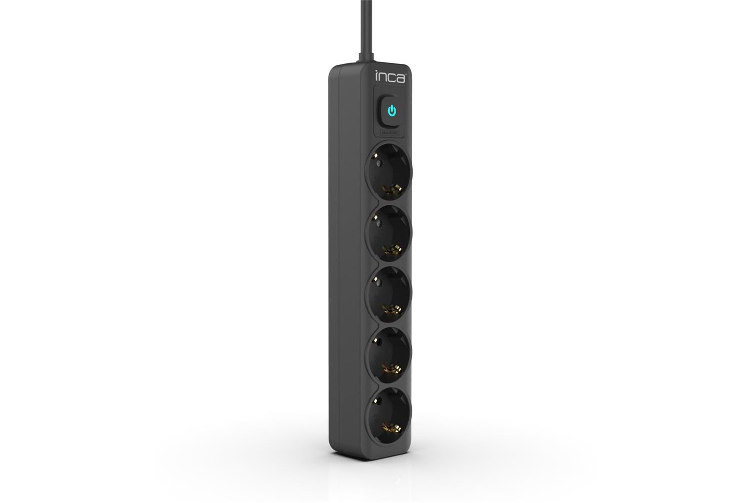 INCA IPW-44SY 5li Akım Korumalı Led Tuşlu Priz 1,5M Siyah