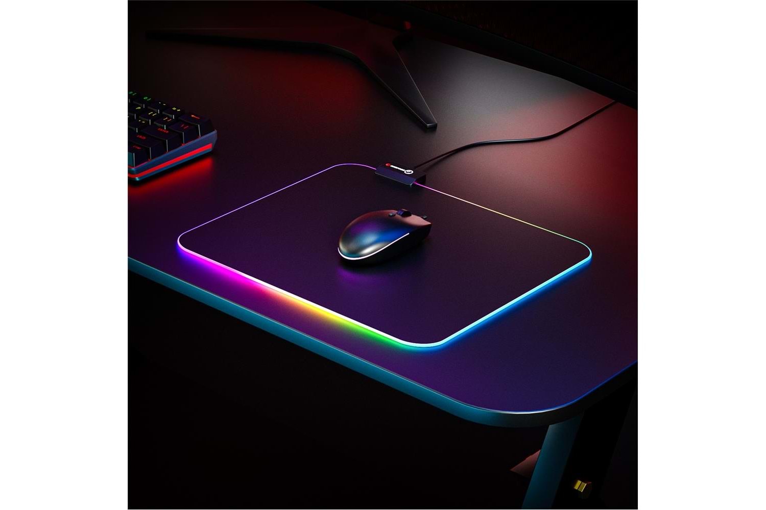 Rampage Pulsar MP-21 Siyah 252-328-3mm RGB Ledli Gaming Mouse Pad