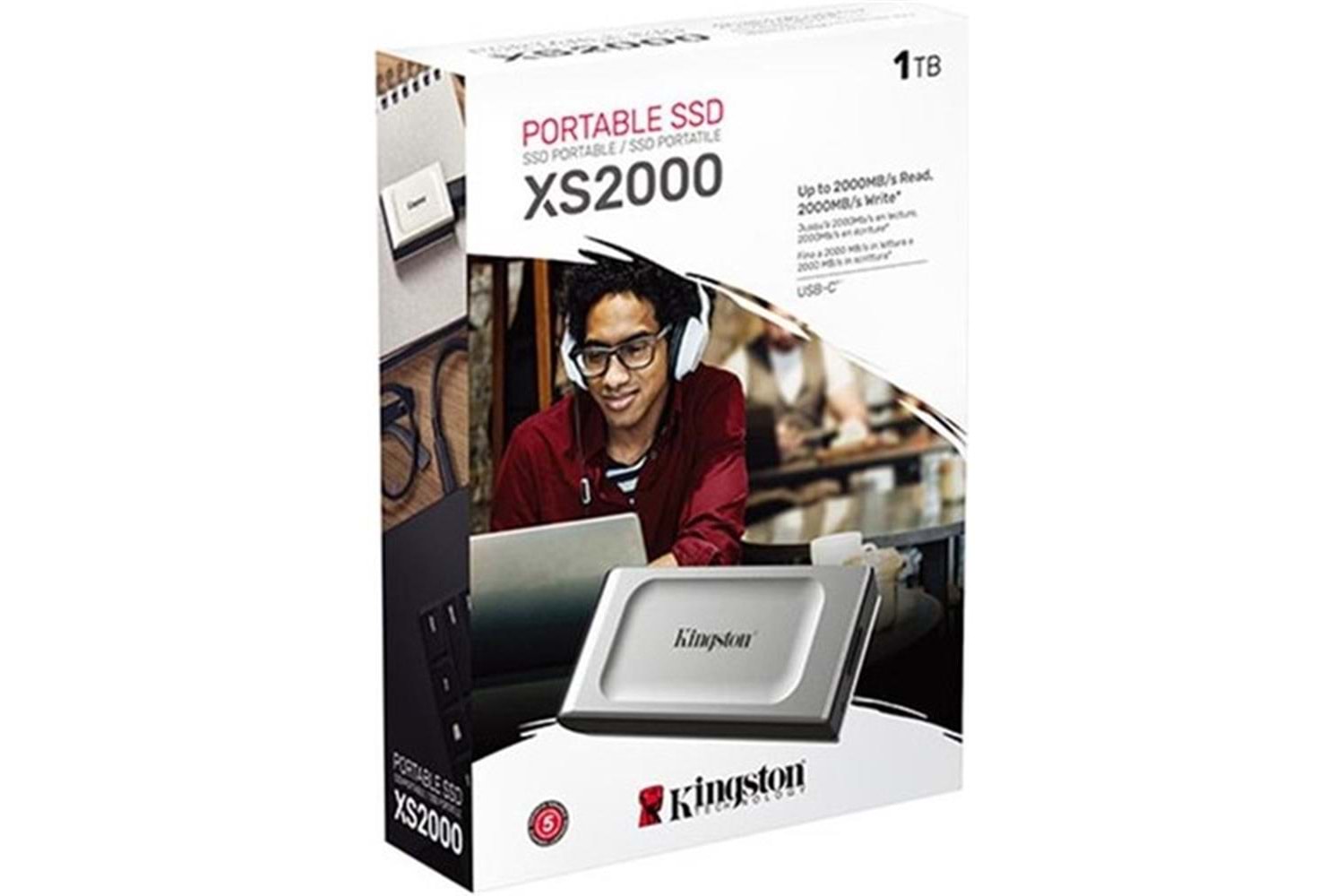 Kingston 1TB XS2000 Mini USB 3.2 Gen 2.2 Type C Gri Taşınabilir SSD