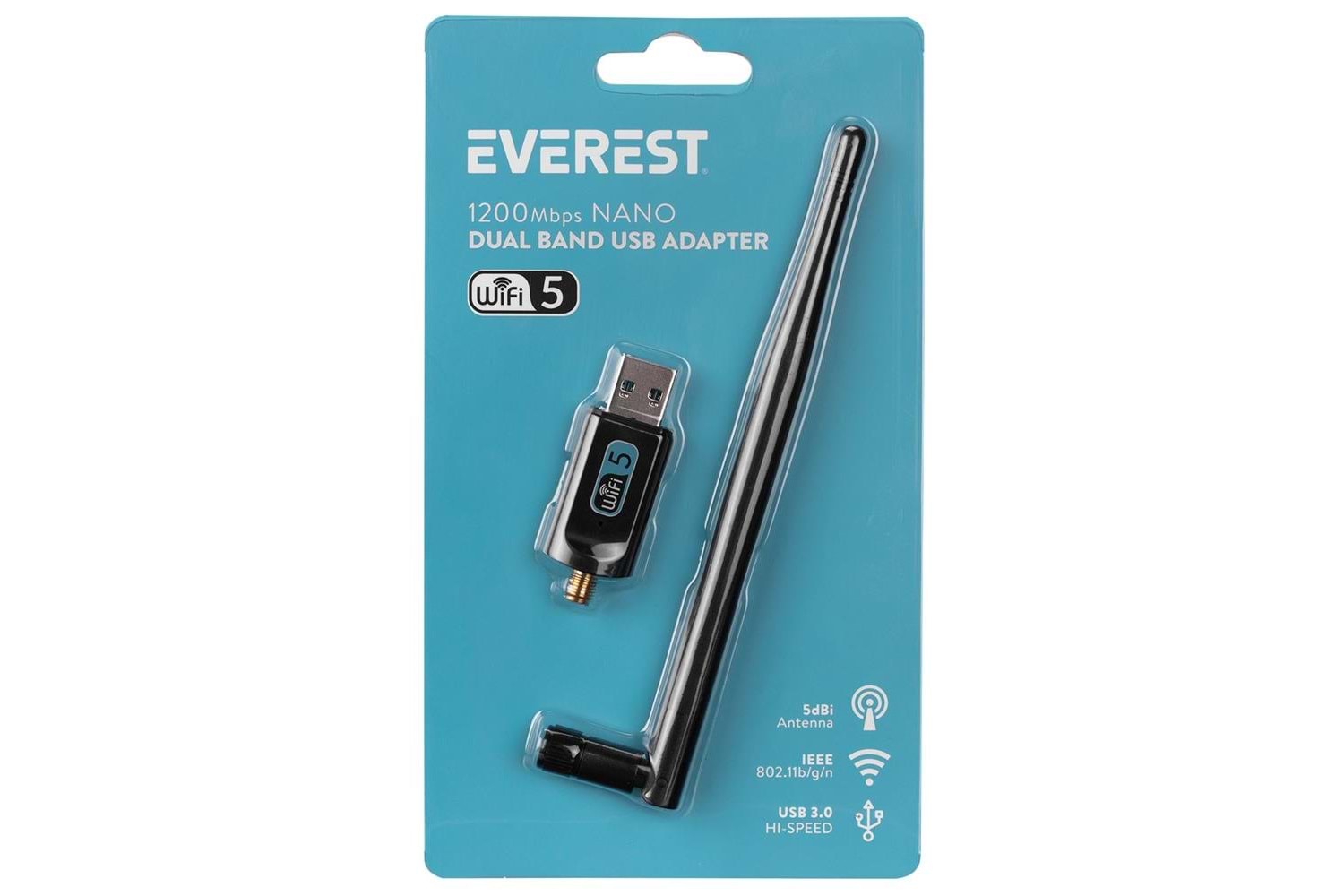 Everest EWN-AC1200 2T2R 1200Mbps 2.4GHz-5GHz Wifi USB3.0 Kablosuz Adaptör