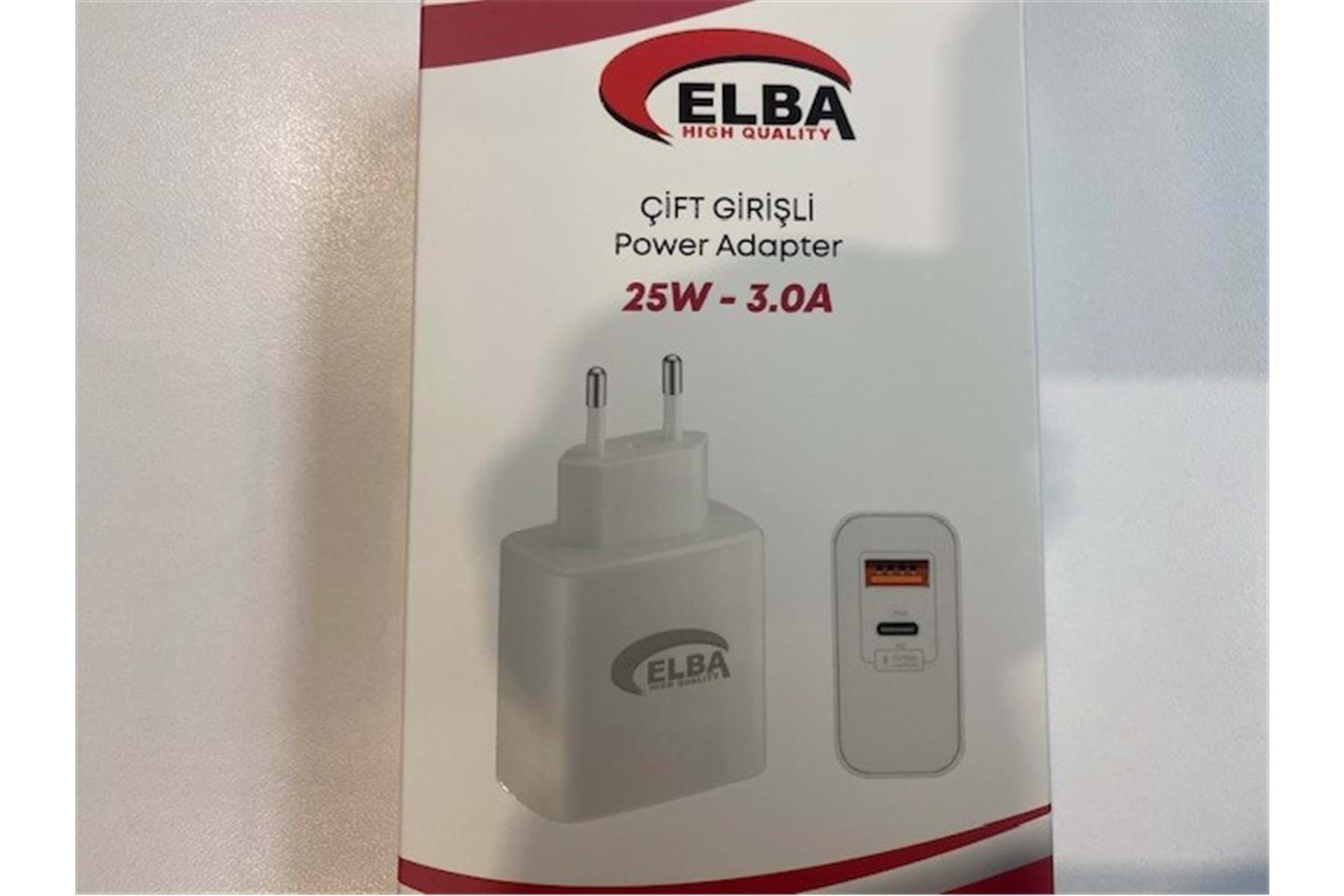 Elba ELB15 25W 3.0A Usb-A To Usb-C Çift Girişli Hızlı Şarj Akım Koruma Isıya Dayanıklı EV Şarj Kafa