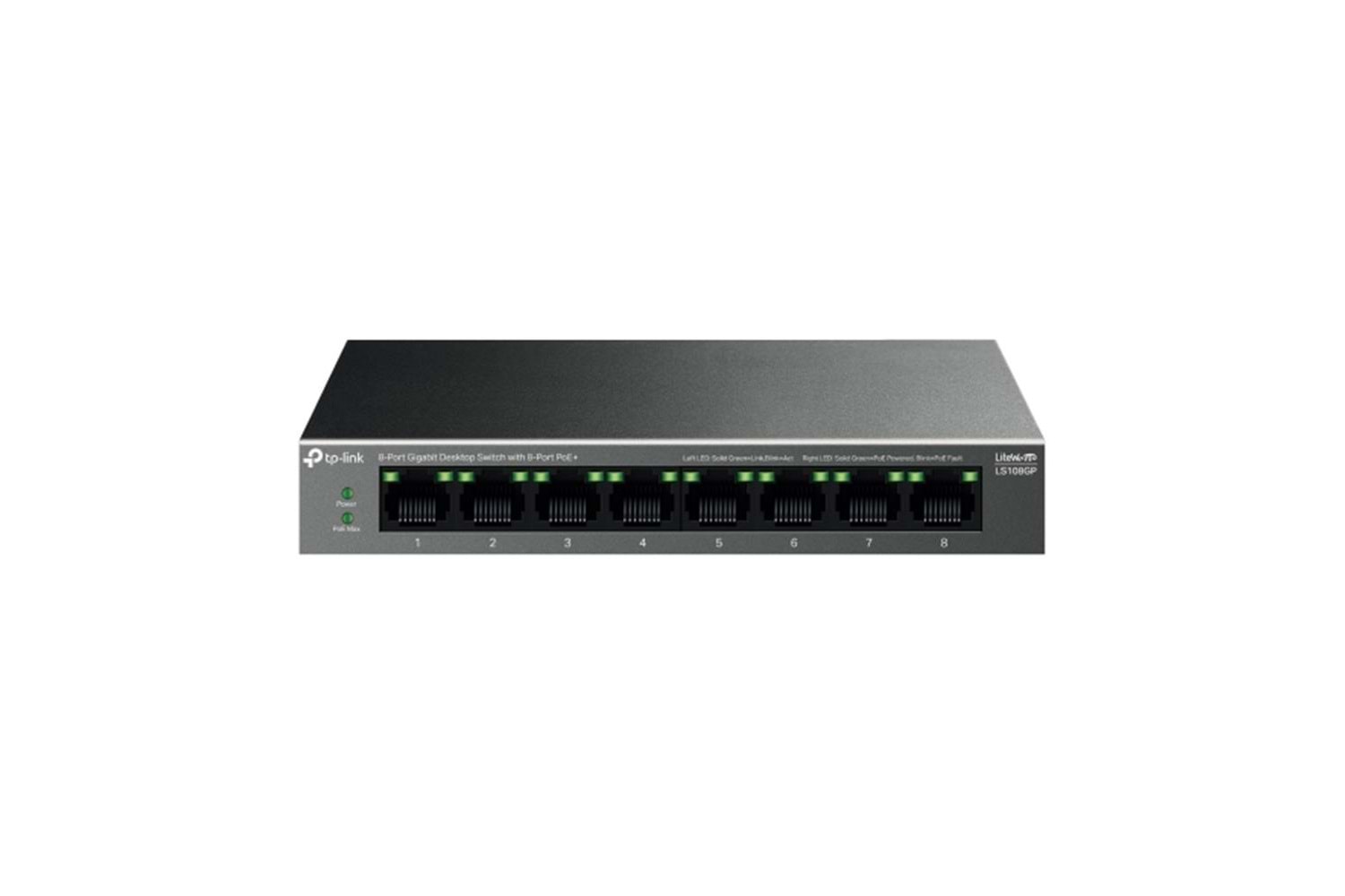 Tp-Link LS108GP 10-100-1000 Mbps 8 Port Poe+ Switch Metal Kasa