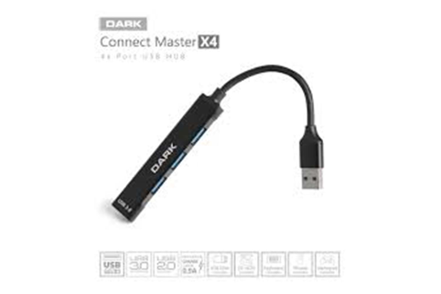 Dark DK AC USB34A 4 Port USB HUB USA-A 1XUSB-A3.0 3XUSB-A2.0