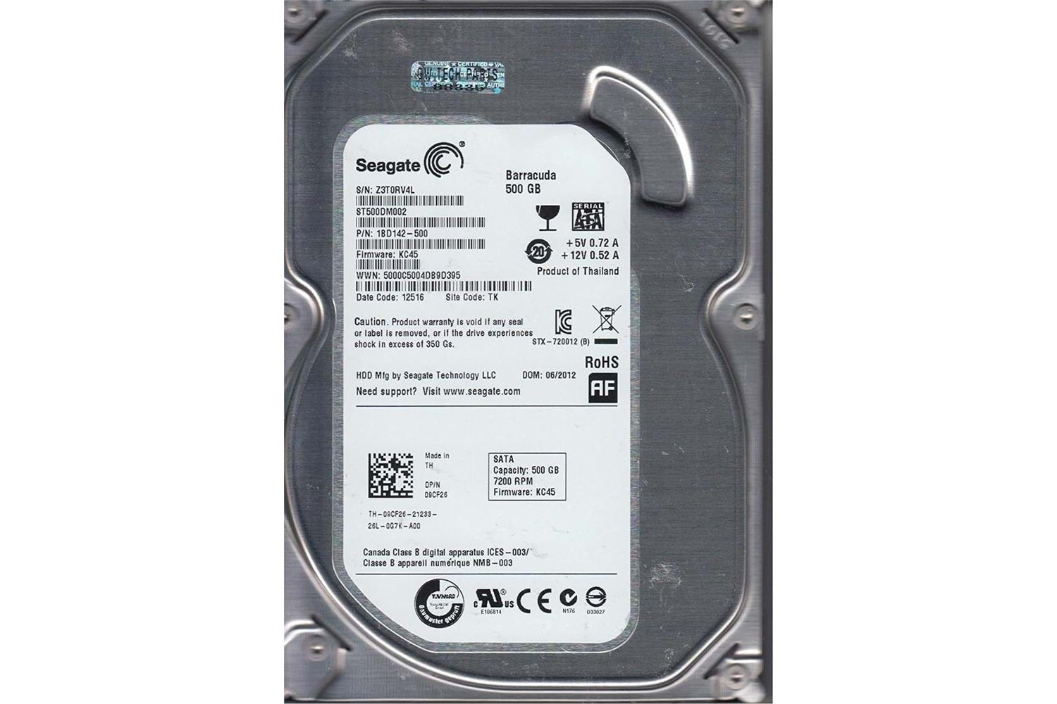 Seagate 500GB ST500DM002 BarraCuda SATA 3.0 7200 RPM 3.5