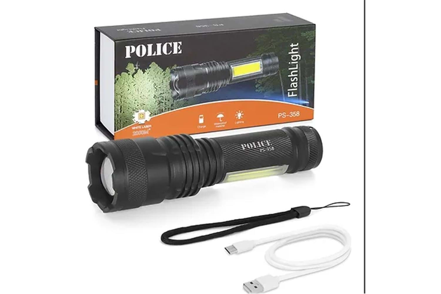 Polıce PS-358 Zoom Gövdede Işık Şarjlı Led El Feneri